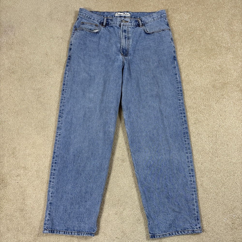 Indigo Palms Relax Fit Jeans Mens 36x30 Blue Relaxed Straight Denim Light Wash